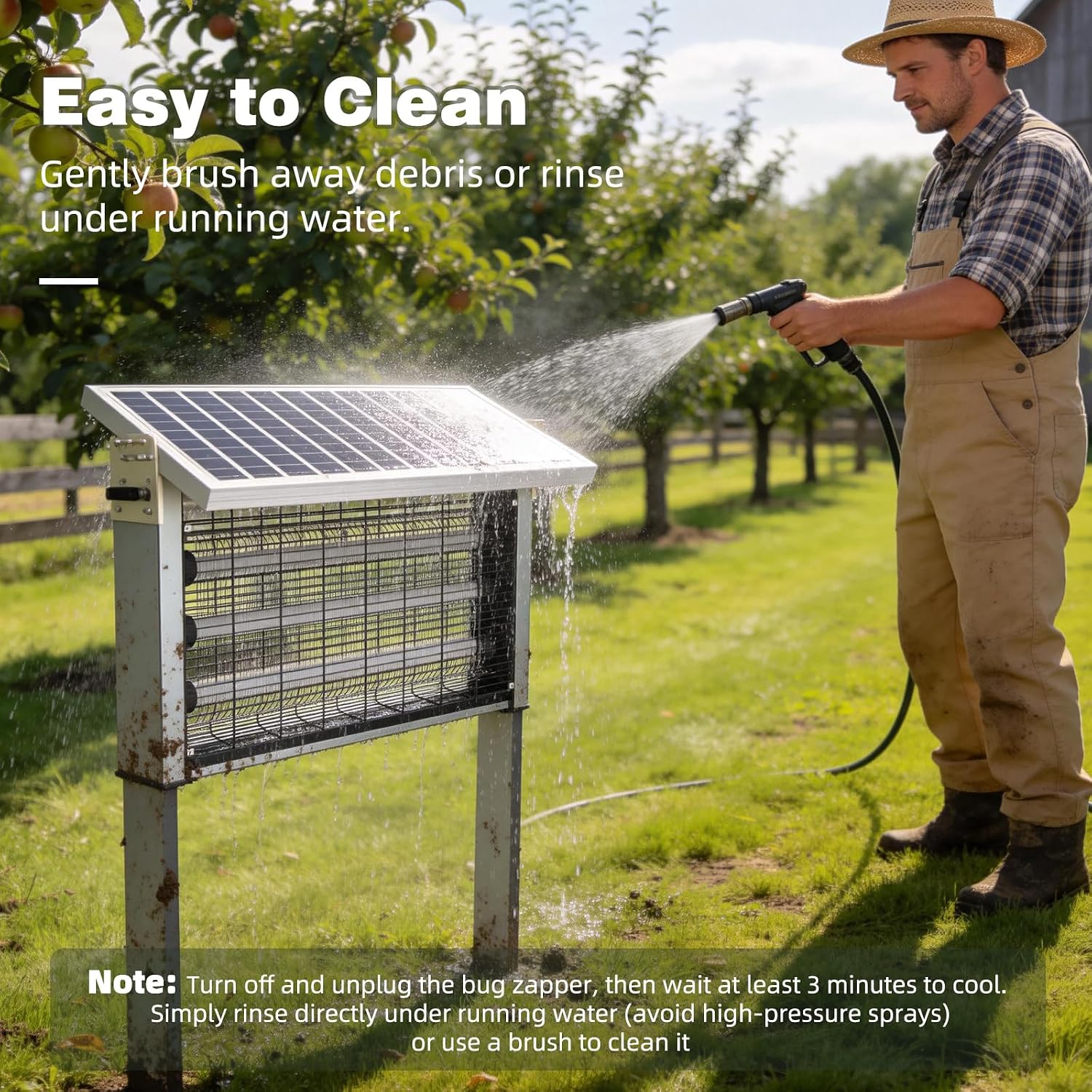 Powerful Large Solar Bug Zapper Outdoor for 1/2 Acre, Poartable Rechargeable Mosquito Zapper with High Powered, Cordless Solar Fly Zapper for Patio Garden Backyard Farm Pest Control