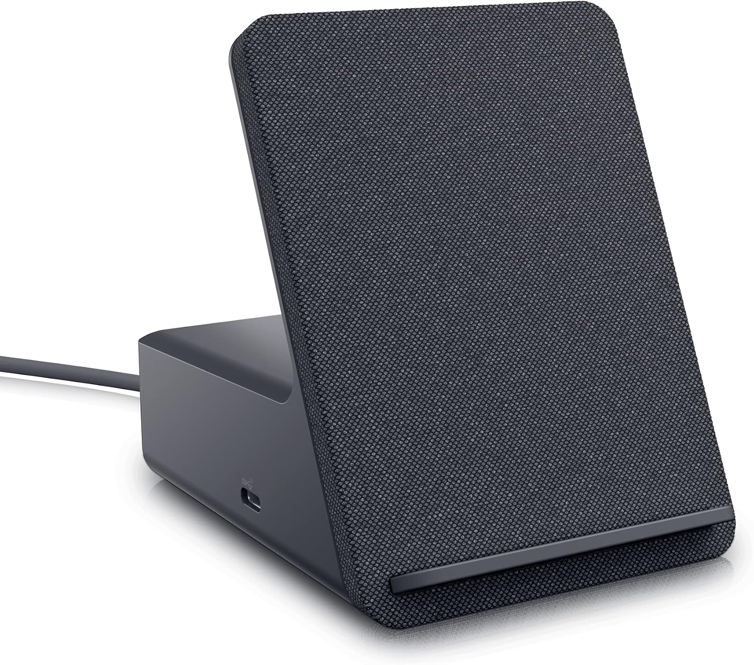 Dell Dual Charge Dock HD22Q - Fabric Wrapped Charging Stand, Type-C Connector, Qi Enabled Charging, Wake-on-Dock, Smartphone Rest, Power Button LED - Magnetite,Black