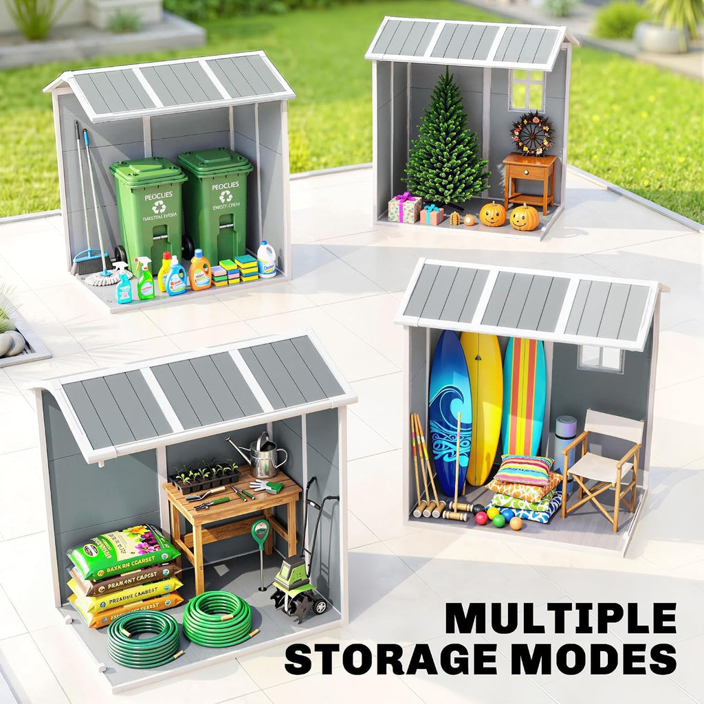 Outsunny 6' x 4' Outdoor Storage Shed, Waterproof Resin Plastic Shed with Floor, Window, Lockable Doors and Vents, All-Weather Garden Tool Shed for Backyard, Patio, Lawn, Gray