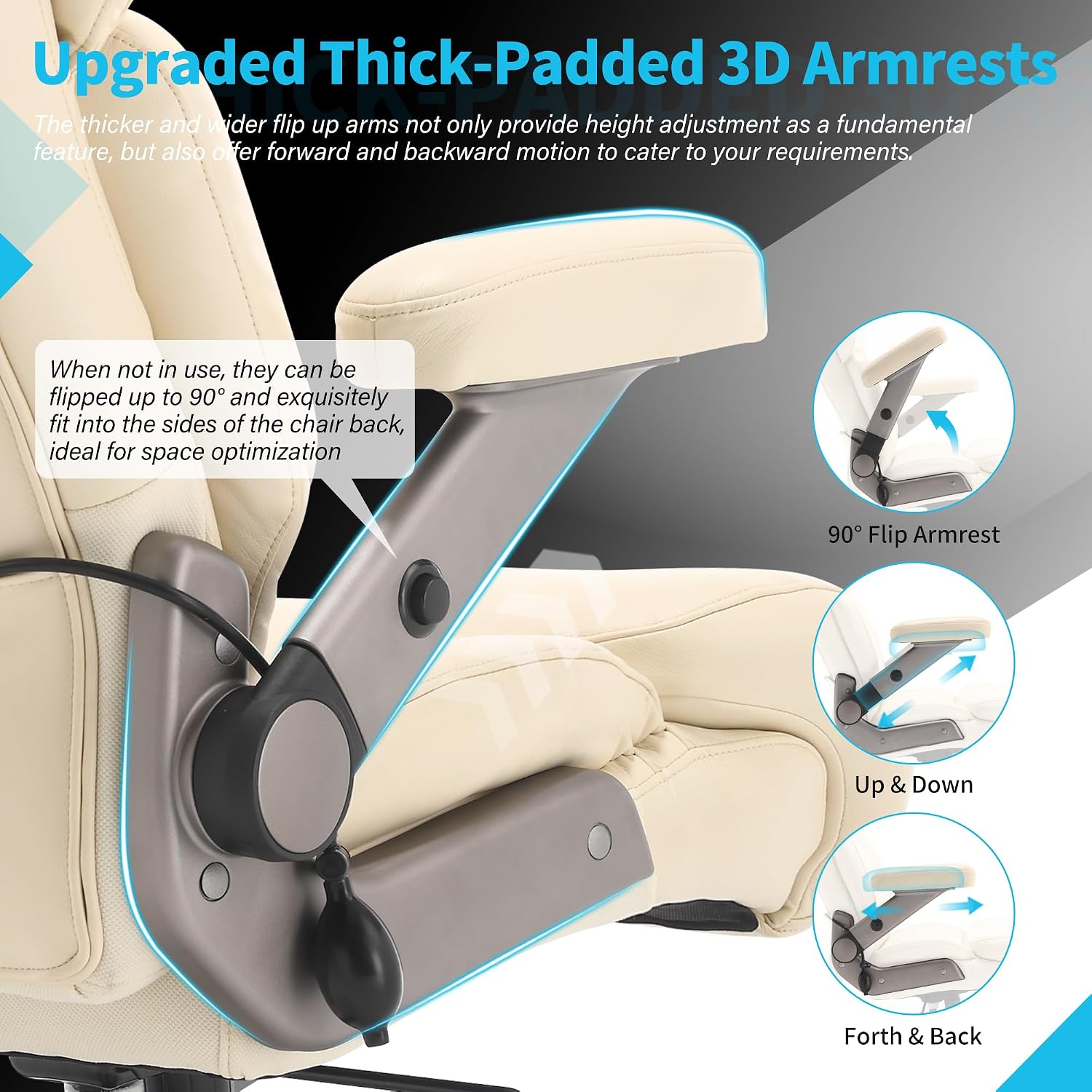 Big and Tall Office Chair 700lbs - Adjustable Headrest&Lumbar Support, 3D Flip Arms, Large Wheels &Heavy Duty Metal Base, Ergonomic High Back Computer Chair Desk Chair, Thick Padded Extra Wide Seat