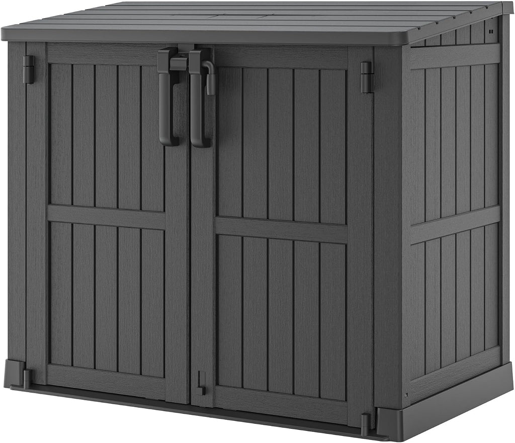 36 Cu Ft Resin Outdoor Storage Shed, Weatherproof Horizontal Outdoor Storage Cabinet with Dual Lock Door for Backyard, Patio, Garage, Garden(Black)