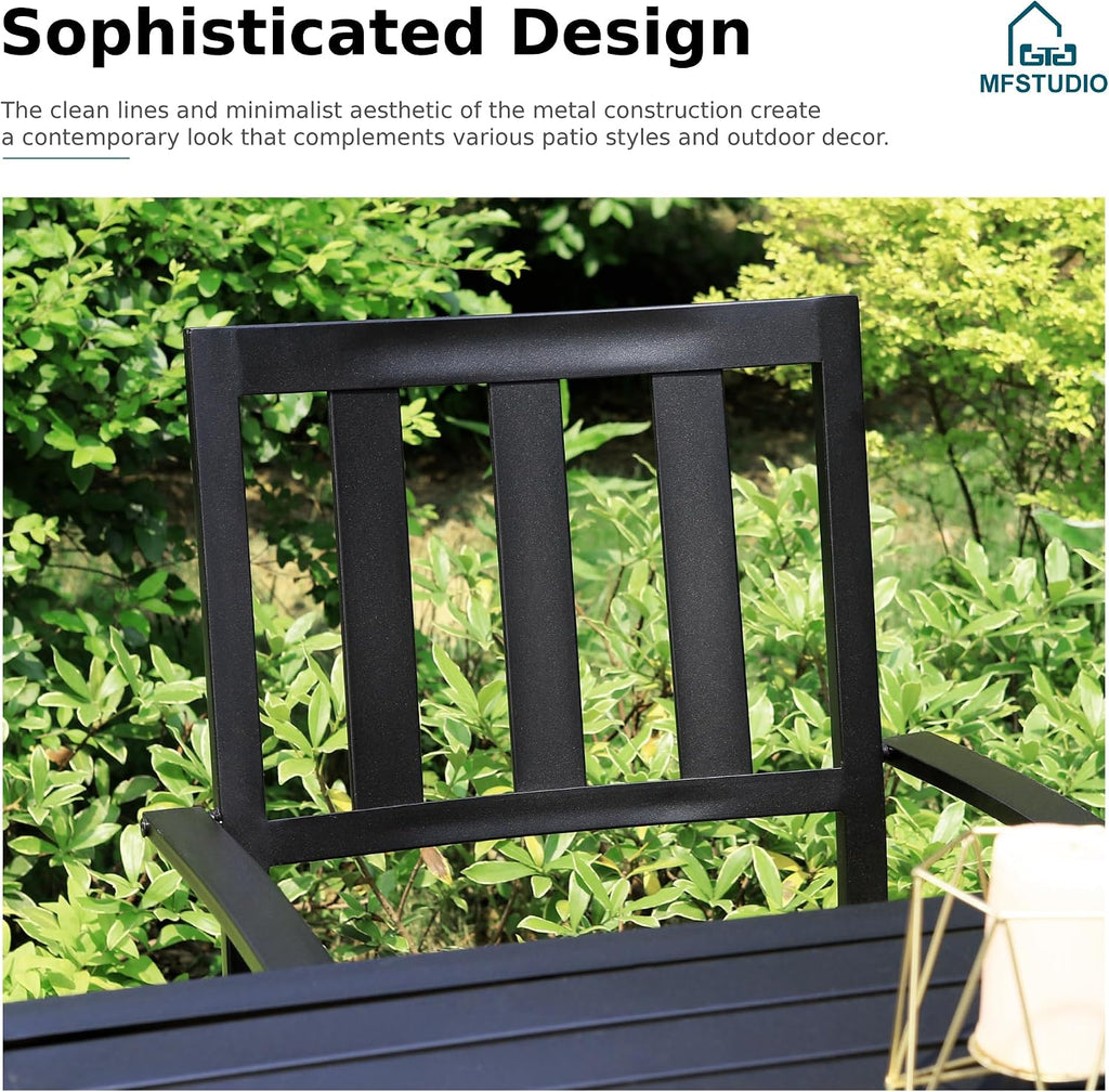 MFSTUDIO Outdoor Dining Set for 4, Patio Table and Chairs Set with Umbrella Hole, Metal Patio Furniture Set for Patio, Deck, Yard, Porch