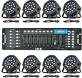 CO-Z LED Stage Lights DMX, 8 pcs 18x3W RGB Par Can Lights Package with DMX Controller Sound Activated Stage Effect Lighting for Party DJ Dance Church Wedding Home Uplighting