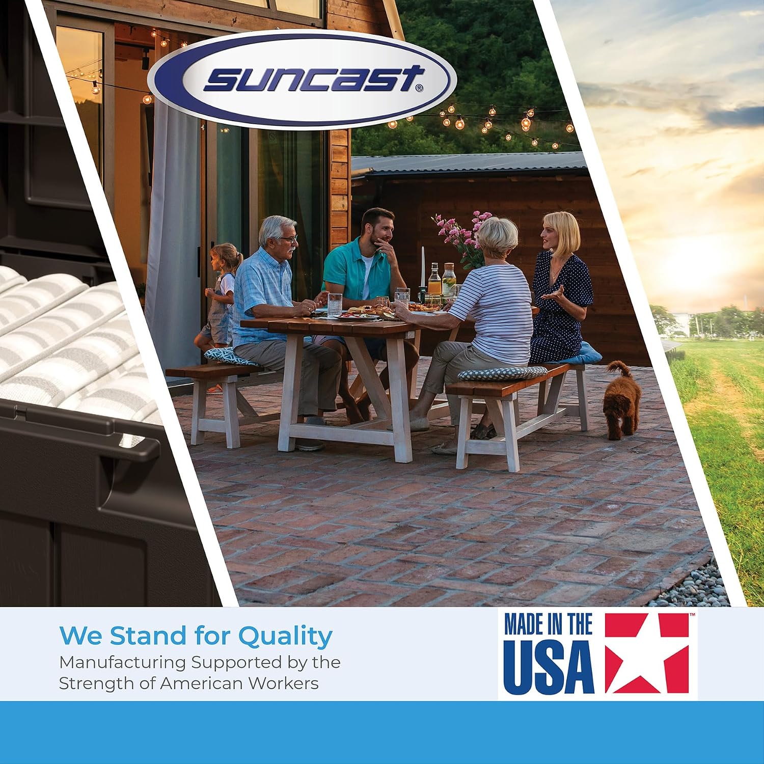 Suncast Vista 7x7 Storage Shed with Multi-Wall Resin Panels, 4 Skylights, IllumiVent System, and Pad-Lockable Doors, 84' D x 84' W x 98' H, Made in The USA