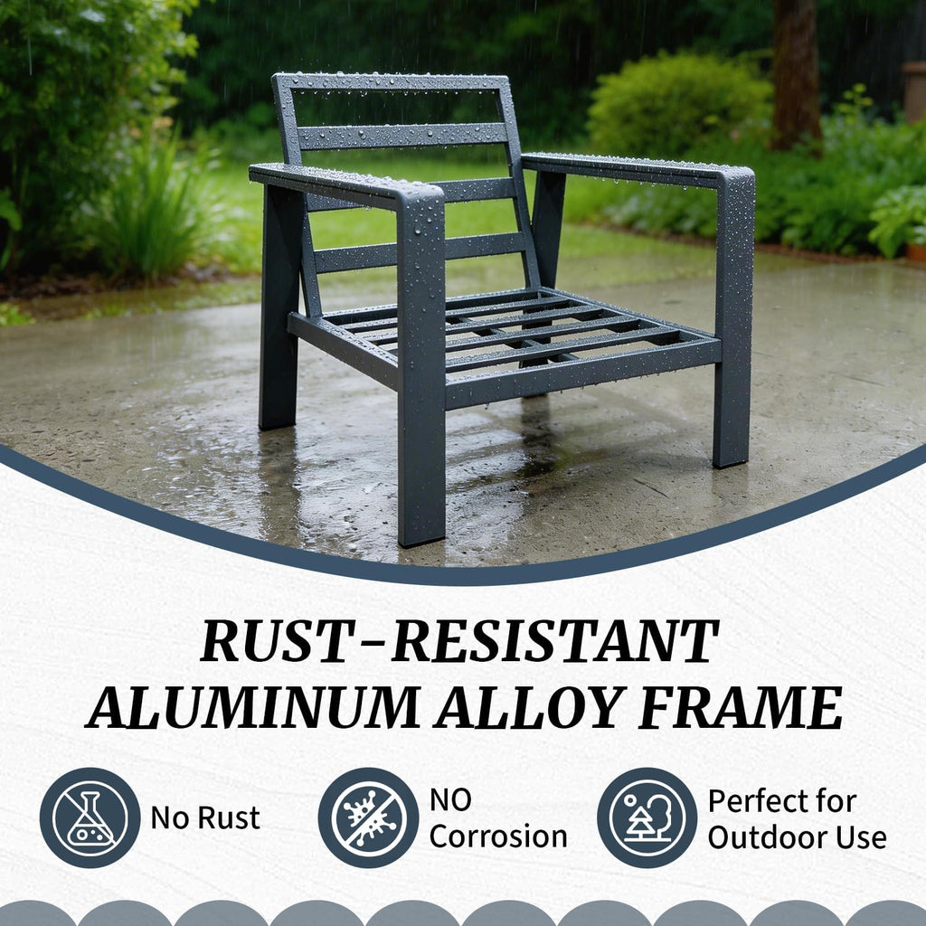 Aluminum Patio Furniture Set, Modern Metal Outdoor Conversation Sectional Sofa with Washable Thick Cushions, Coffee Table and Waterproof Cover (Grey, 1088-4seat)