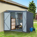 YOPTO 6x8 FT Lean to Outdoor Storage Shed,Metal Shed W/Translucent Panel,Garden Tool Storage House W/Air Vents,Lockable Double Doors & Sloped Roof,for Backyard,Patio,Lawn,Carbon Black