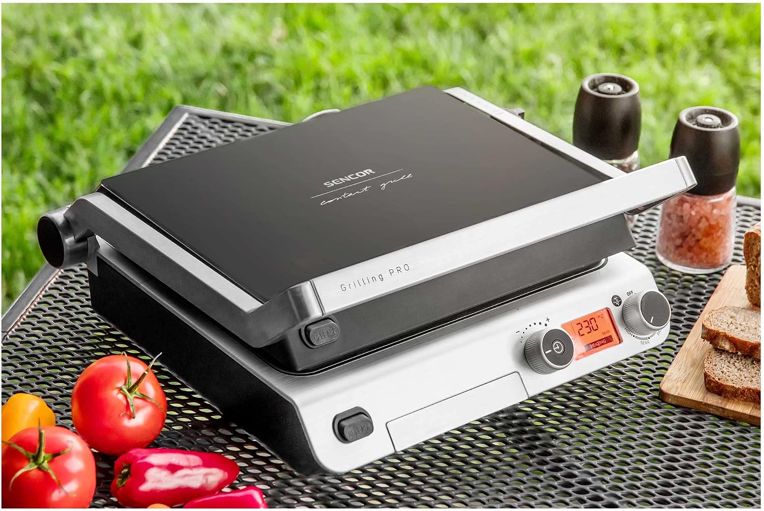 Sencor Contact Grill Non-stick grill plates of 3rd Generation with integrated heating spiral