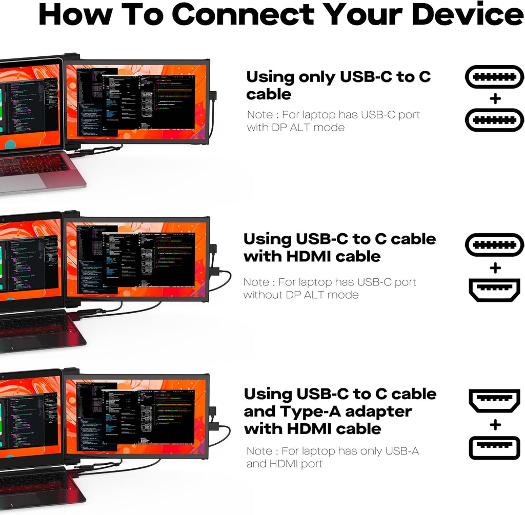 New Mobile Pixels Duex Plus DS Laptop Screen Extender, 13.3' FHD 1080P IPS Portable Monitor, Auto Rotation USB Type-C/HDMI Plug and Play Laptop Monitor, Windows/Mac/Android/Switch Compatible