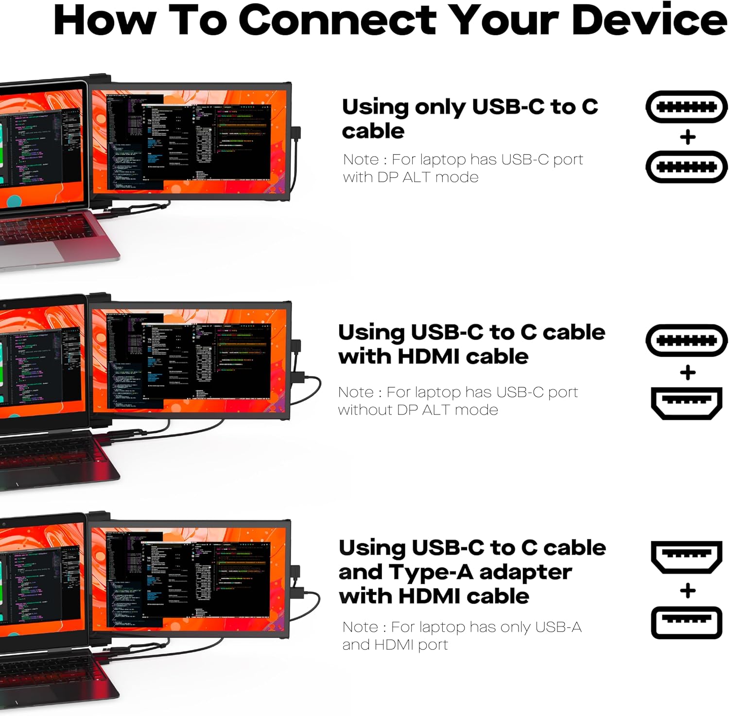 New Mobile Pixels Duex Plus DS Laptop Screen Extender, 13.3' FHD 1080P IPS Portable Monitor, Auto Rotation USB Type-C/HDMI Plug and Play Laptop Monitor, Windows/Mac/Android/Switch Compatible