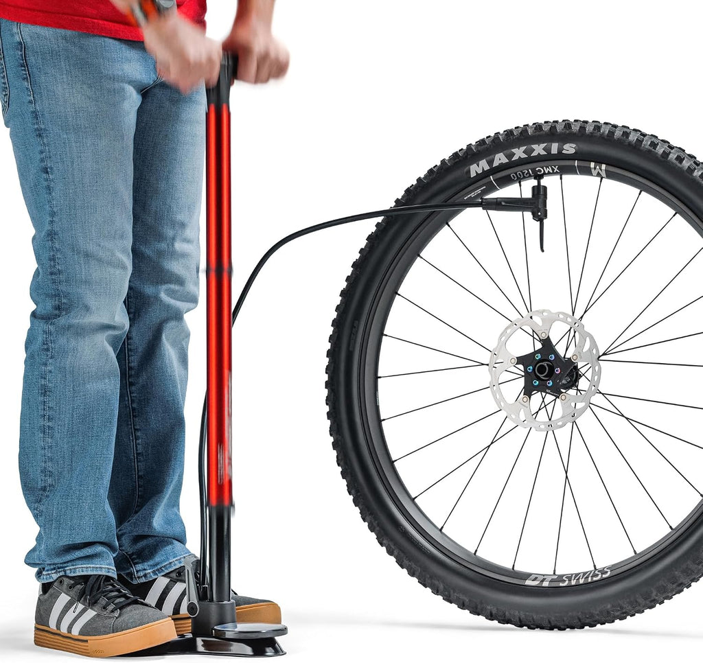 FEEDBACK SPORTS | Pneuma CC Compact Charger Floor Pump | Dual-Function Tubeless Tire Inflator & High-Pressure Floor Pump with Concealed Air Tank, Oversized Gauge & Accessory Storage