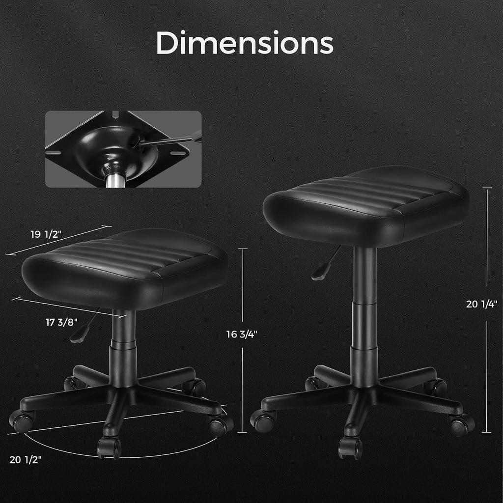 EUREKA ERGONOMIC Multi-Use Stool, Height Adjustable Swivel Rolling Stool Chair W Wheels, Ottoman Footrest for Gaming, Home Office, Black