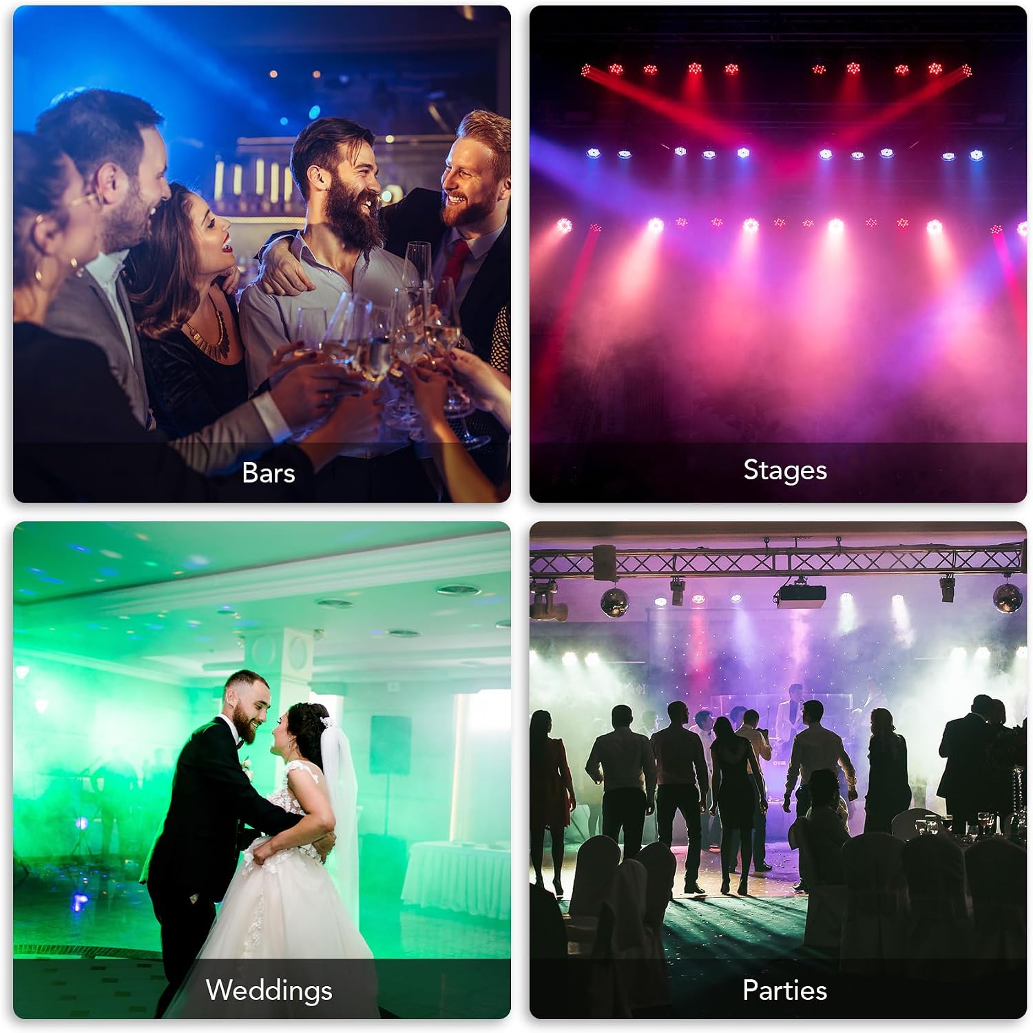 CO-Z LED Stage Lights DMX, 8 pcs 18x3W RGB Par Can Lights Package with DMX Controller Sound Activated Stage Effect Lighting for Party DJ Dance Church Wedding Home Uplighting