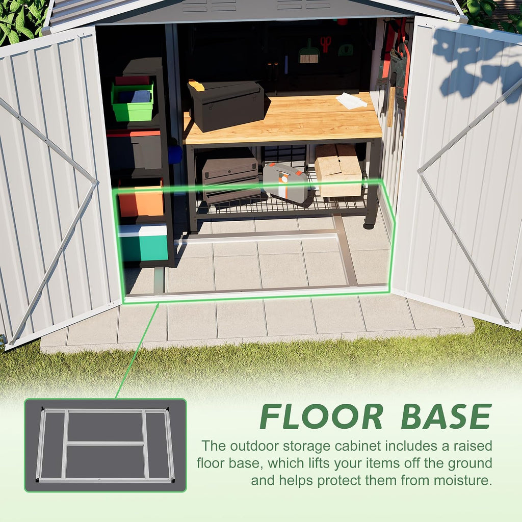 6x4FT Sheds & Outdoor Storage Shed with Lockable Doors, Vent, Heavy Duty Metal Garden Tool Shed for Backyard, Patio, Lawn
