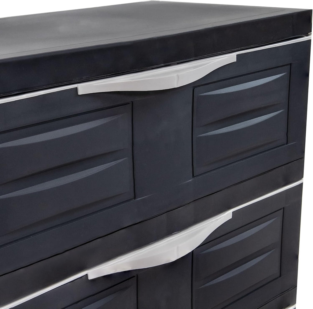 Sunnydaze 29.5' H 3-Tier Storage Cabinet with Drawers - Resin Storage Drawers Organizer - for Garage, Office, Home, Laundry Room - Charcoal