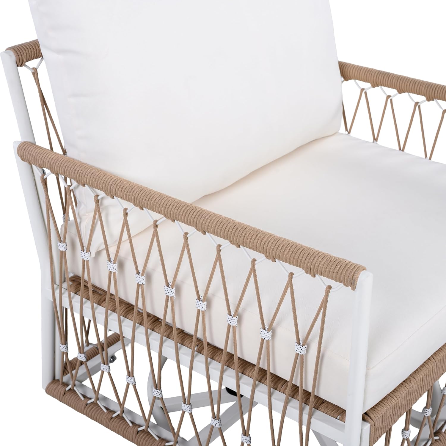 Christopher Knight Home Janna 3-Piece Bohemian Outdoor Patio Furniture Set, Set of 2 Swivel Lounge Chairs with Cushions & Glass Top Side Table, Patio Conversation Set for Garden, Beige + Natural