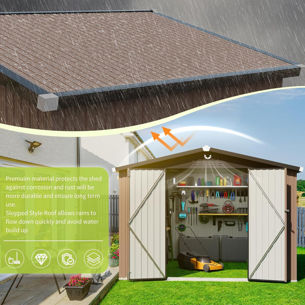 Metal Storage Shed 10x12,Outdoor Storage Building,Large Backyard Sheds,Waterproof Outside Storage Shed with Lockable Door