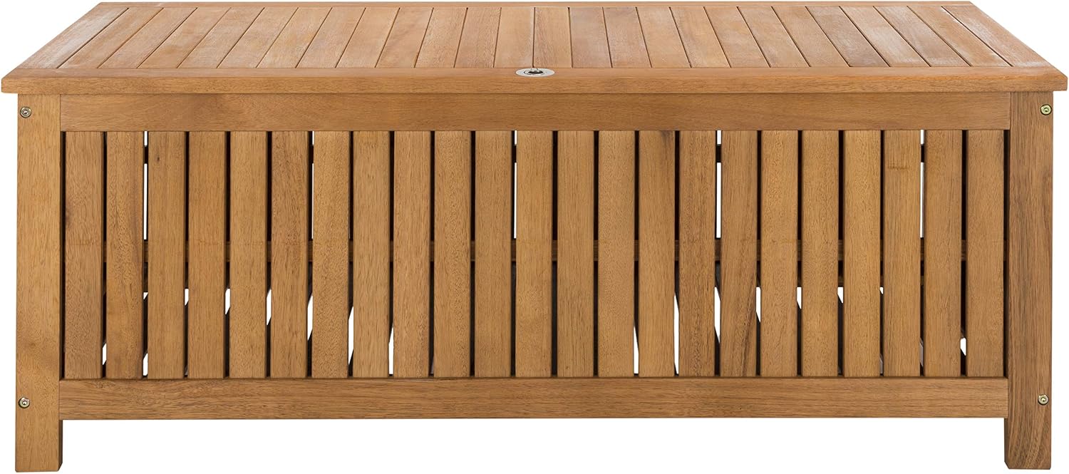 Safavieh PAT7037A Outdoor Collection Abri Teak 47.63' Cushion Deck Box