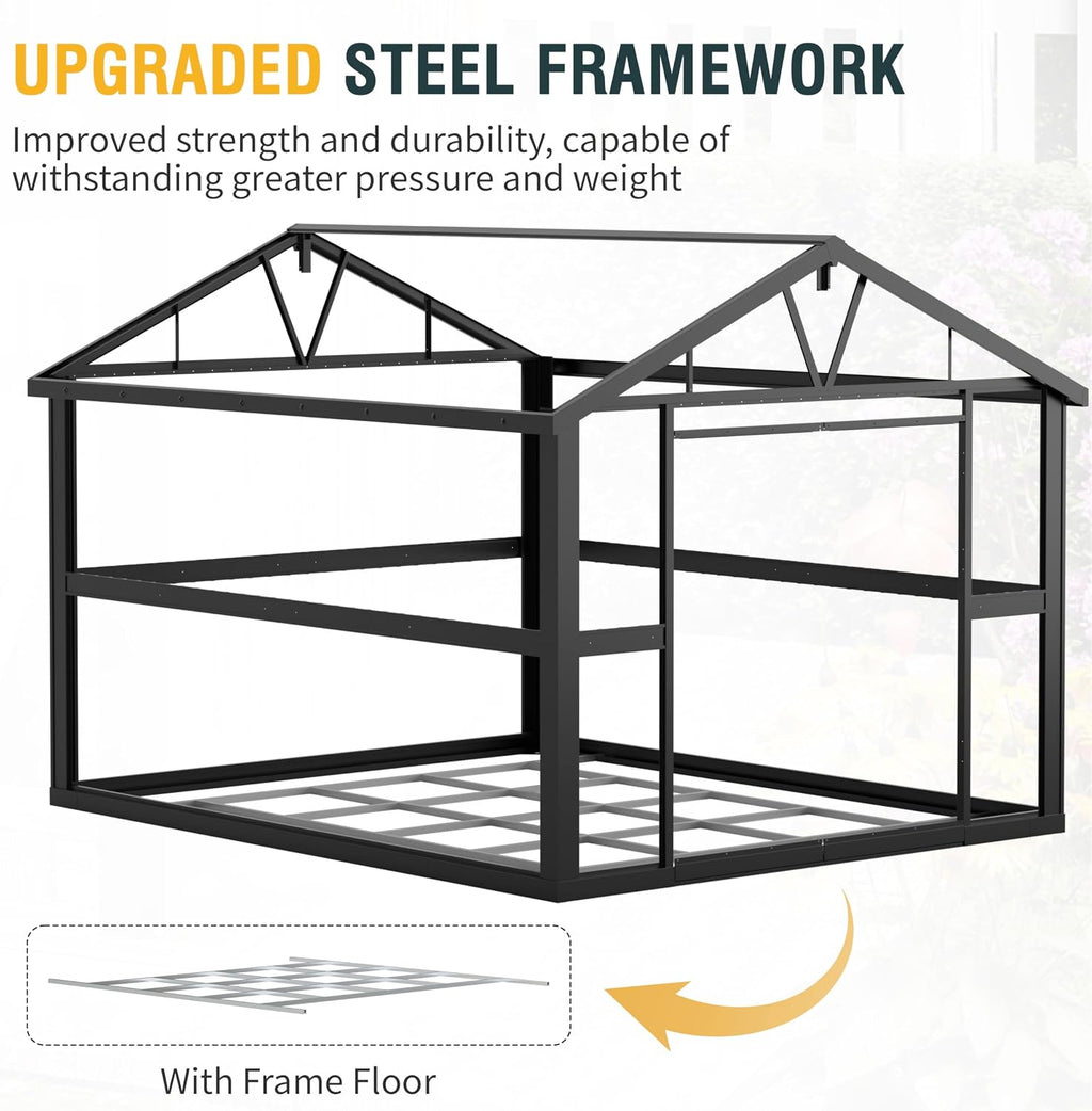 Florise 10x12 Ft Outdoor Storage Shed, Extra Large Metal Shed with Frame Floor, Lockable Doors, 2 Windows, Outside Steel Tiny House Ideal for Garden, Backyard, Patio Utility, Tool Storage