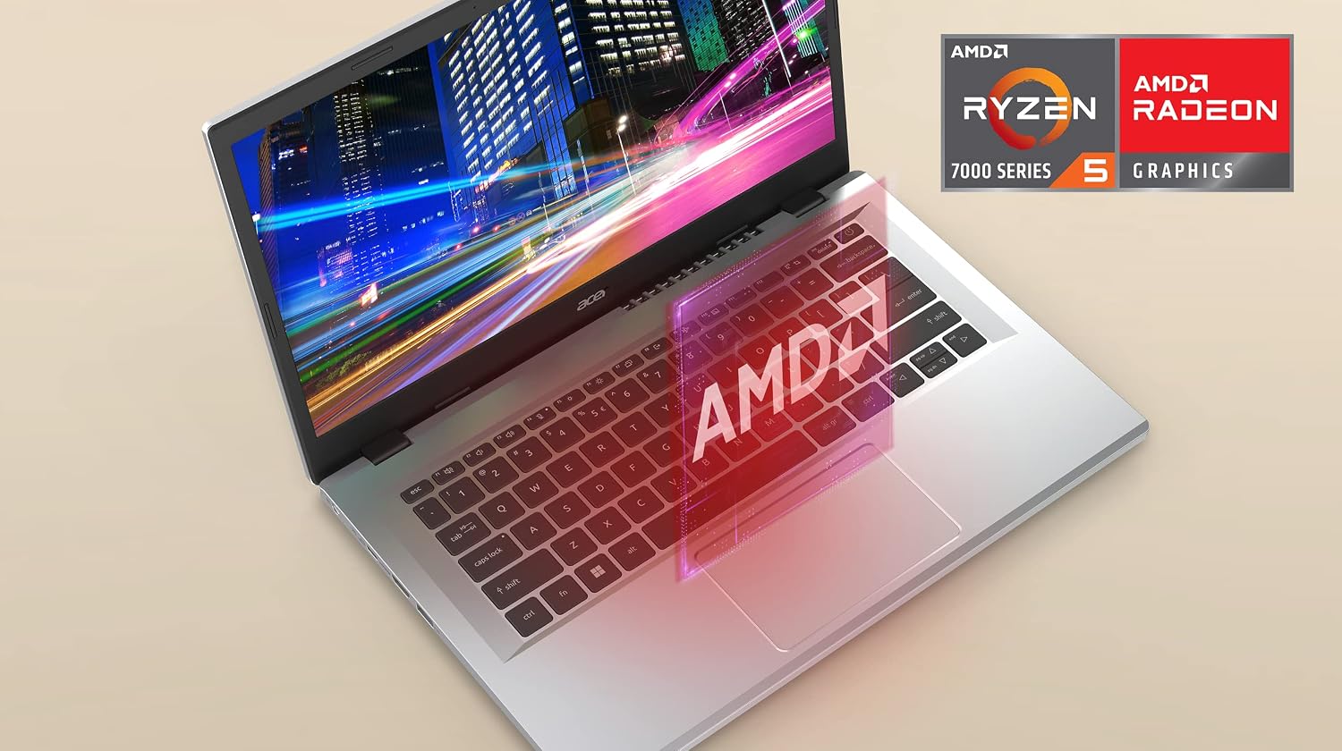 acer Aspire 3 A315-24PT-R0UX Slim Laptop, 15.6' Full HD IPS Touch Display, AMD Ryzen 5 7520U Quad-Core Processor, AMD Radeon Graphics, 16GB LPDDR5, 512GB NVMe SSD, Wi-Fi 6, Windows 11 Home
