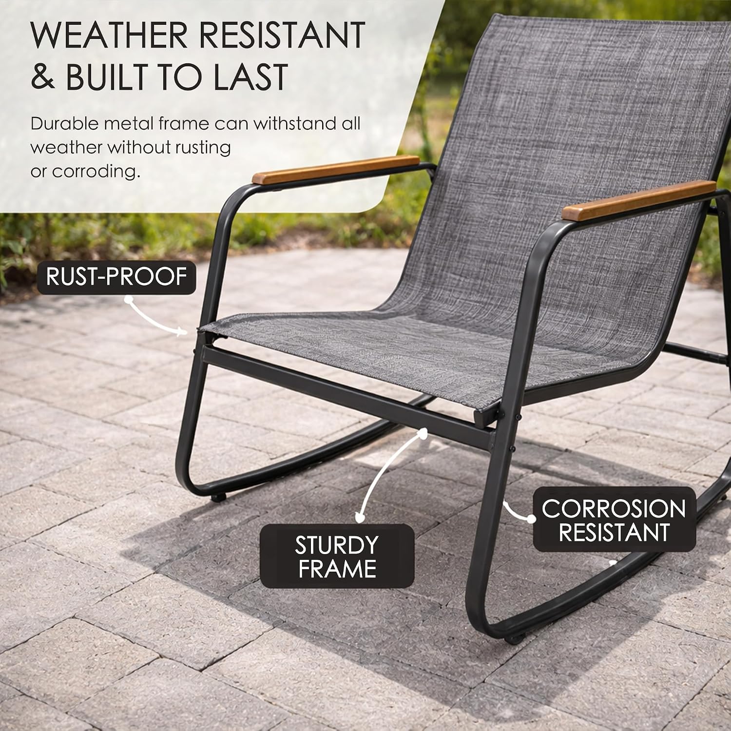 Kozyard 4-Piece Outdoor Patio Furniture Set with Textilene Chairs, Metal Conversation Set, Tempered Glass Coffee Table, Powder-Coated Steel Frame for Garden, Poolside, Backyard Gray