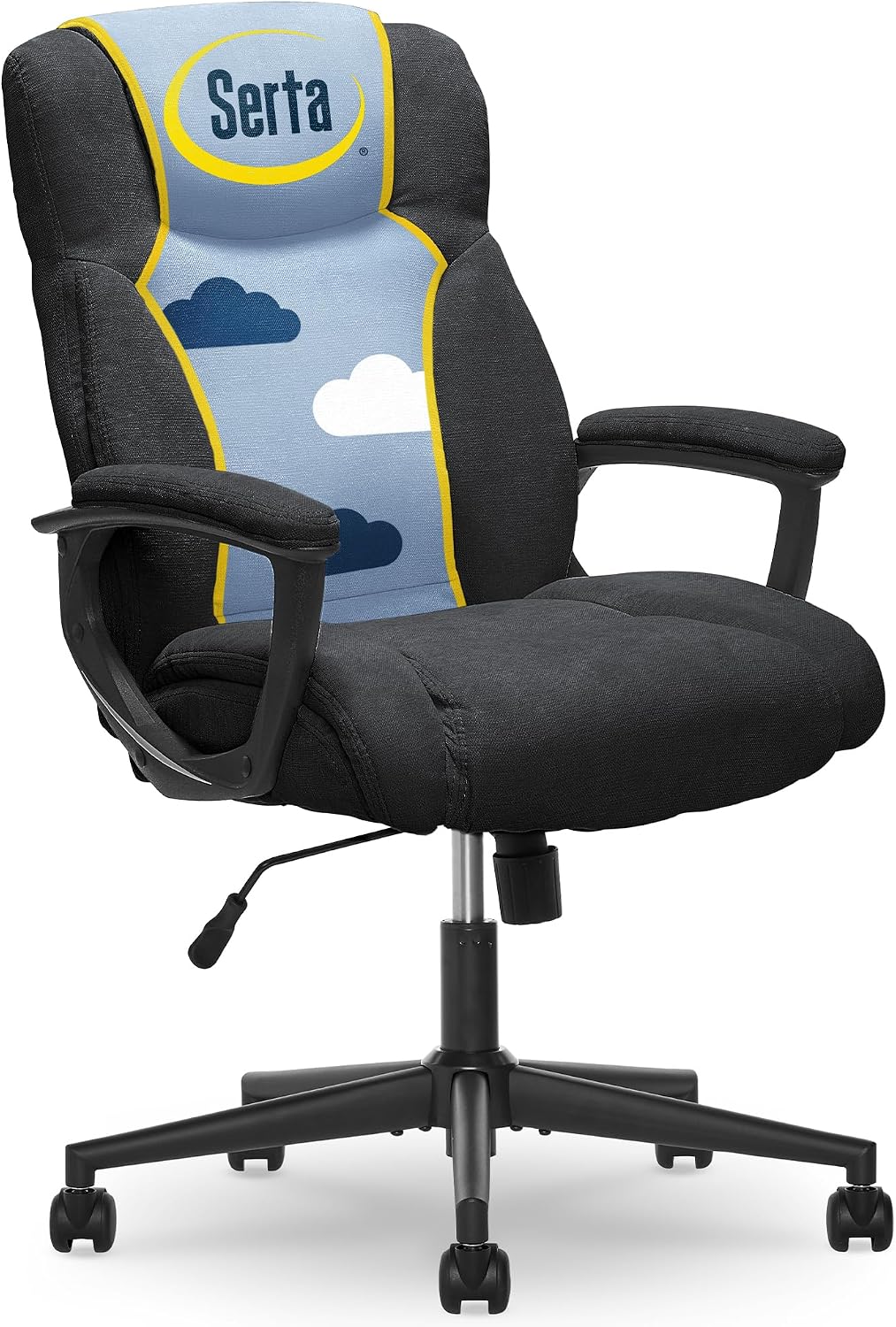 Serta Connor Executive Office Chair, Ergonomic Computer Chair with Layered Body Pillows, Contoured Lumbar, Adjustable Seat, Microfiber Fabric, Black
