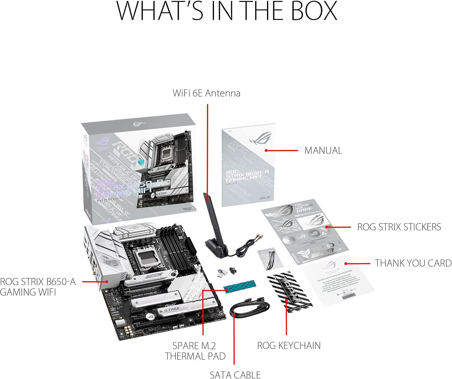 ASUS ROG Strix B650-A Gaming WiFi AMD B650 AM5 Ryzen™ Desktop 9000 8000 & 7000 ATX motherboard, 12 + 2 power stages, DDR5, 3x M.2 slot, PCIe® 4.0, 2.5G LAN, WiFi 6E, USB 3.2 Gen 2x2 Type-C®, Aura Sync