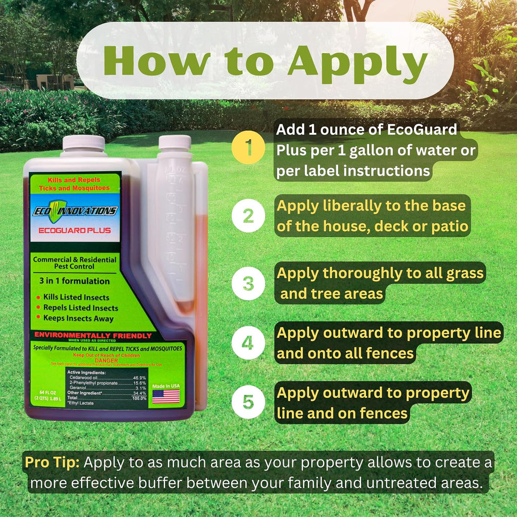 Concentrated Tick Spray for Yard & Mosquito Concentrate Spray. All Natural Insect Repellant. Protects Outdoors. Suitable Insecticide for Kids, Pets, Plants. Easy Application, 64 oz