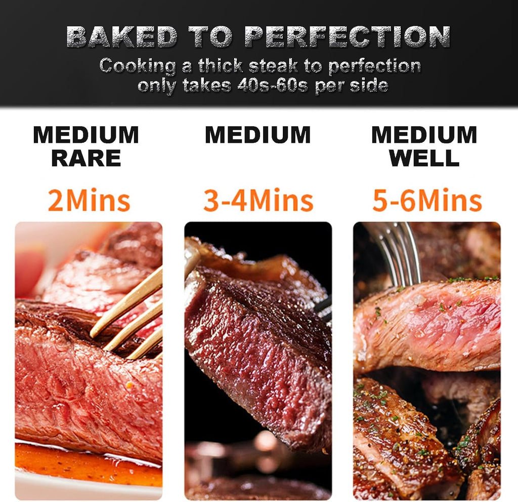 Electric Steak Grill for Indoor Use, 1700W Automatic Steak Smokeless Grill With Touch Panel - 100-800℃ Adjustable Temperature & 30Mins Timer, Countertop Oven for Beef Chicken Vegetables,C