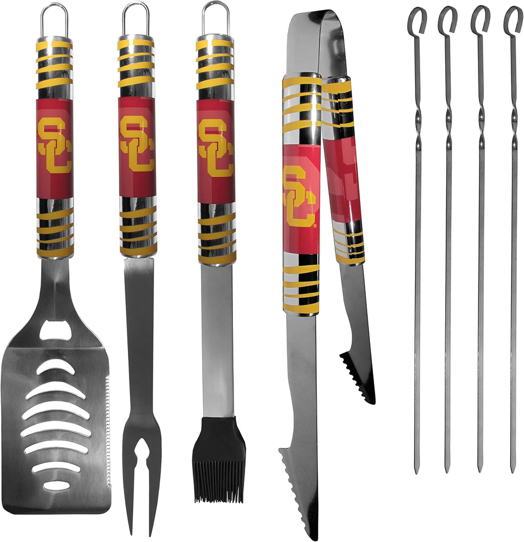 NCAA Siskiyou Sports Fan Shop USC Trojans Steel Tailgater BBQ Set w/Case 8 piece Gray