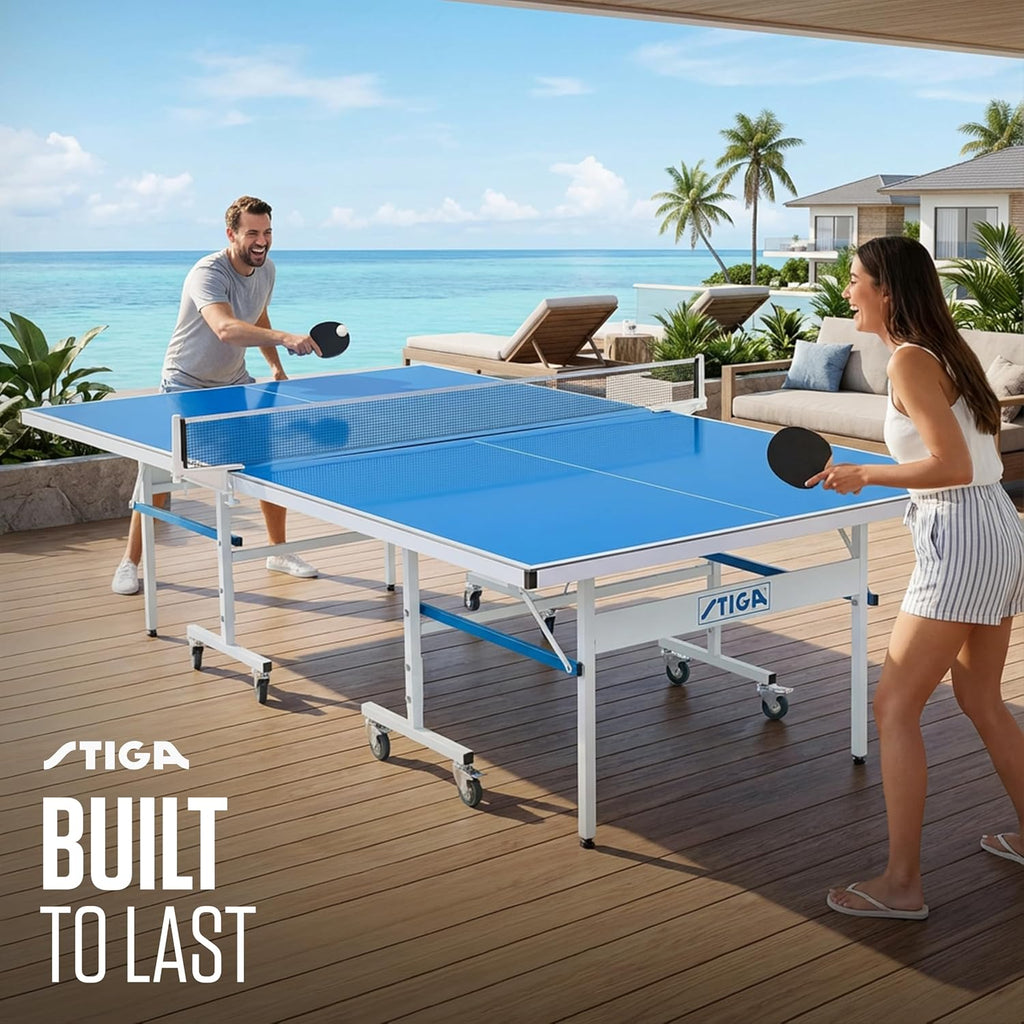 STIGA Outdoor Table Tennis Table – All-Weather Waterproof Aluminum Ping Pong Table with Net & Post, QuickPlay Assembly, 108' L x 60' W x 30' H