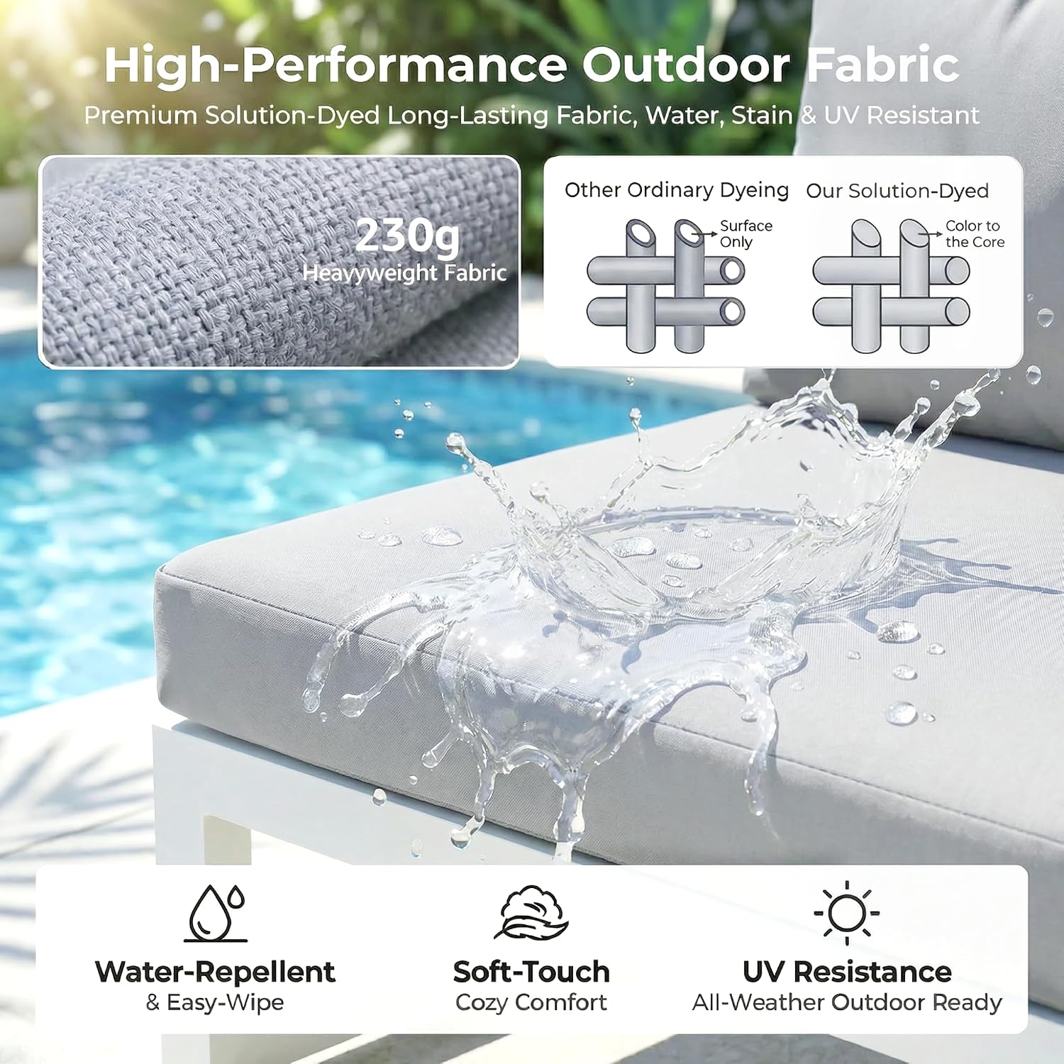 NICESOUL 8 Piece Large Luxury Aluminum Patio Conversation Set, 29' Deep Wide Comfortable Sitting, L Shaped Modular Sectional Couch, 500 lbs Heavy Duty All Weather Outdoor Sofa for Backyard, Light Gray