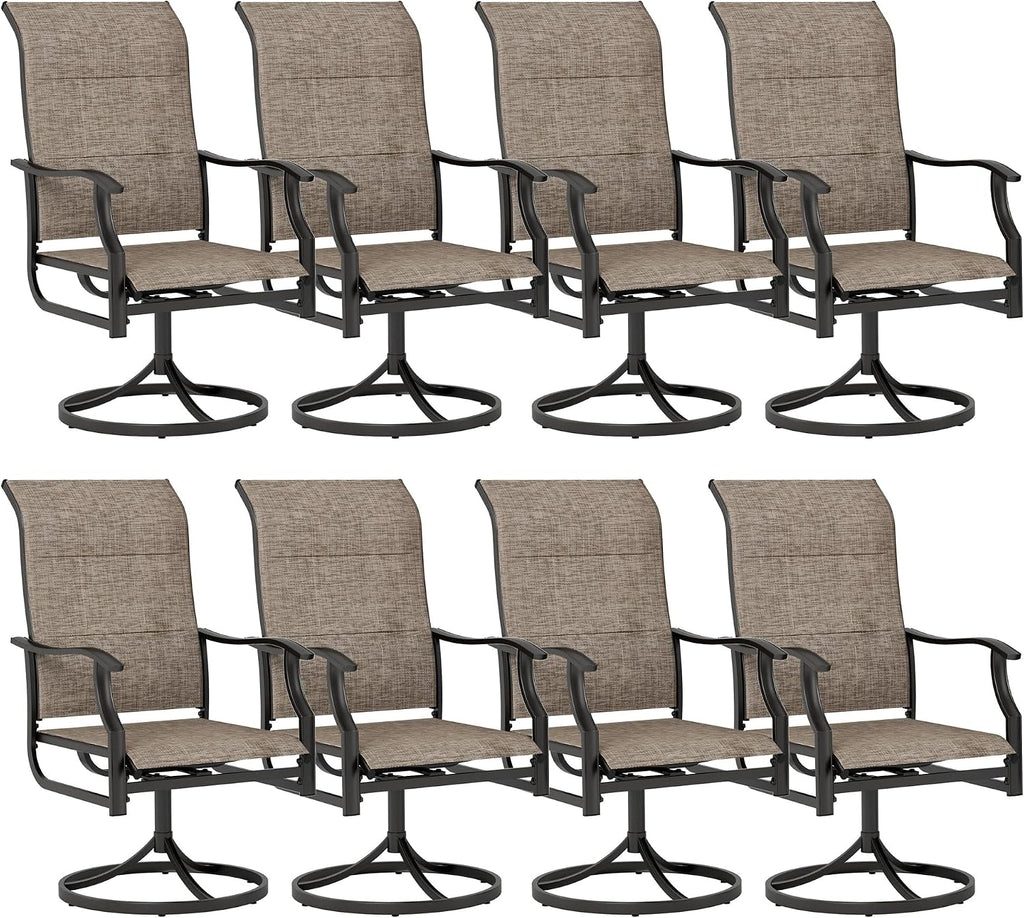 Sophia & William Outdoor Patio Swivel Dining Chairs Set of 8, High Back Padded Patio Dining Chairs, All Weather Textilene Mesh Fabric for Backyard, Poolside, Balcony and Garden