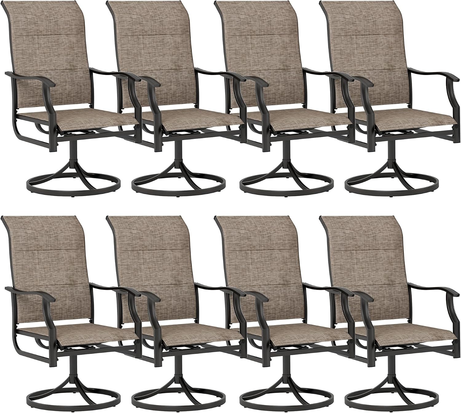 Sophia & William Outdoor Patio Swivel Dining Chairs Set of 8, High Back Padded Patio Dining Chairs, All Weather Textilene Mesh Fabric for Backyard, Poolside, Balcony and Garden