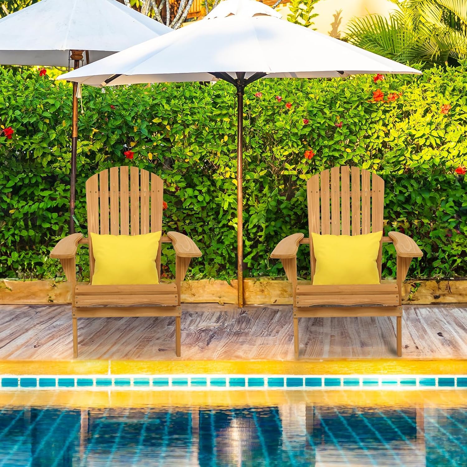 VINGLI Folding Adirondack Chairs Set of 4 Clearance Weather Resistant/Lawn Cheap Fire Pit Highwood Lounge Chairs-Patio Furniture Sets for Campfire, Bonfire
