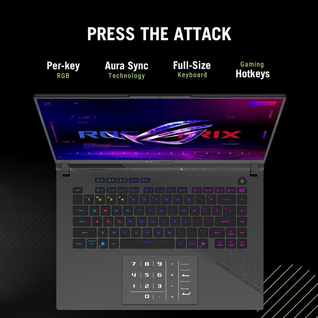 ASUS ROG Strix G16 (2025) Gaming Laptop, 16' ROG Nebula 16:10 2.5K 240Hz/3ms, NVIDIA® GeForce RTX™ 5070 Ti, AMD Ryzen™ 9 9955HX Processor, 32GB DDR5-5600, 1TB PCIe Gen 4 SSD, Wi-Fi 6E, Win 11 Home
