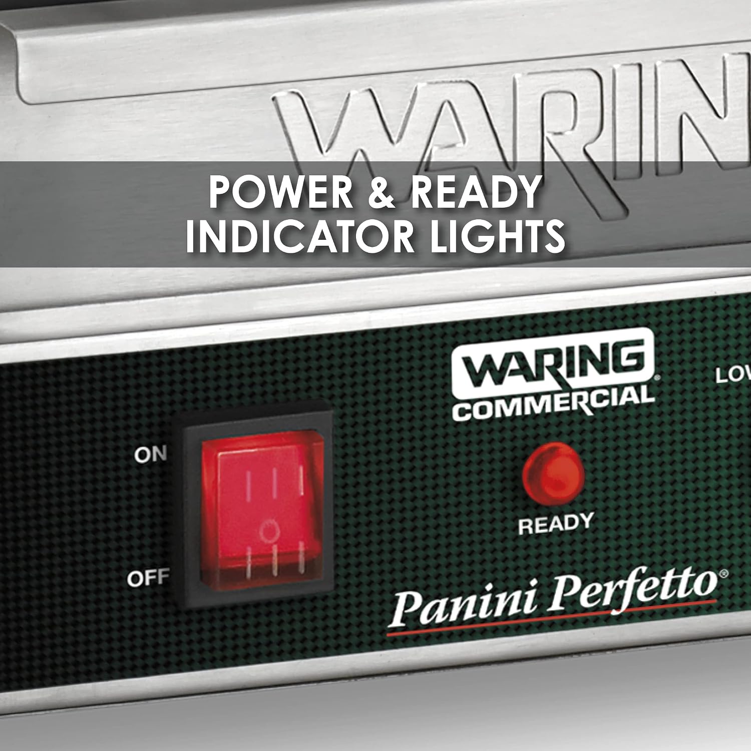 Waring Commercial WPG150 Panini Perfetto® Compact Ribbed Panini Grill, 20 Minute Countdown Timer, 208V, 2400W, 6-15 Phase Plug