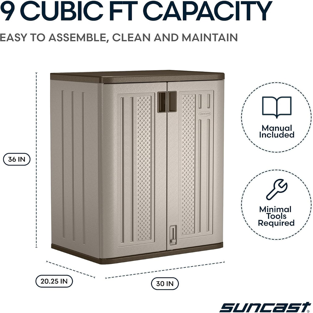 Suncast 36' Resin Base Garage Storage Cabinet, Platinum, Made in the USA