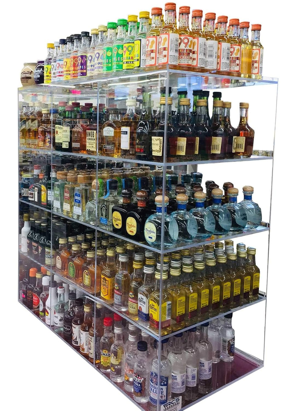 Commercial Retail Display for Mini Sampler 50ml Liquor Shot Airplane Bottles Nips Rack Also Any Other Point of Sale Items 12 Section
