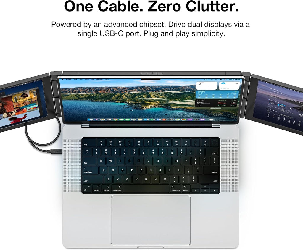 Trio 3 Pro 14.1' Mobile Pixels Portable Monitors (2026 Version), 1400p QHD Triple Monitor with Built-in Kickstand, Type-C/USB A Laptop Screen Extender(Optional Magnets), Windows/Android/macOS/Switch