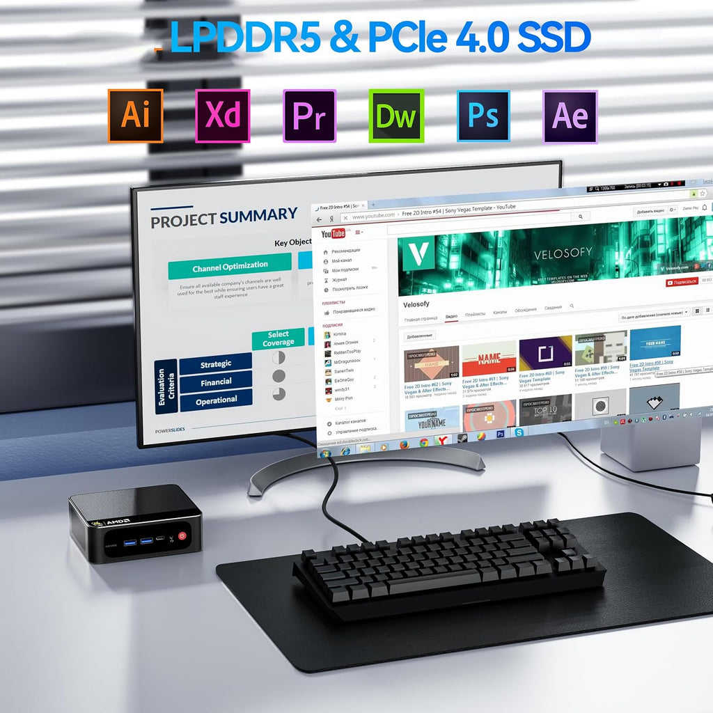 Beelink Mini PC AMD Ryzen 7 6800U Up to 4.7GHz 8C/16T, 24GB LPDDR5 RAM 500GB M.2 SSD, SER5 MAX Mini Computer Support 1000M LAN/4K Triple Screen Display(HDMI+DP+Type-C)/WiFi6/BT5.4/Home/Office