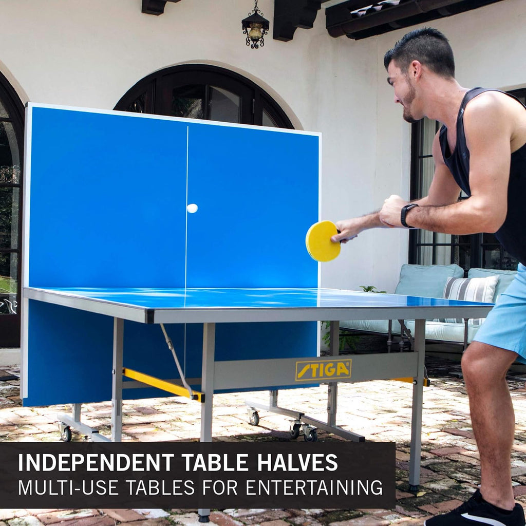 STIGA Outdoor Table Tennis Table – All-Weather Waterproof Aluminum Ping Pong Table with Net & Post, QuickPlay Assembly, 108' L x 60' W x 30' H