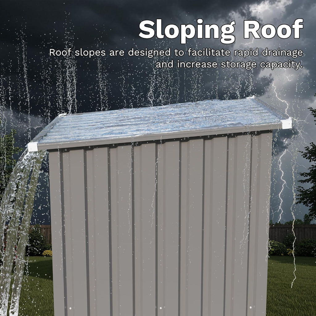 Devoko 3x3 FT Outdoor Storage Shed, Small Garden Tool Shed with Single Lockable Door, Metal Tool Storage Shed with Sloping Roof, Outside Shed for Backyard Patio Lawn, Gray