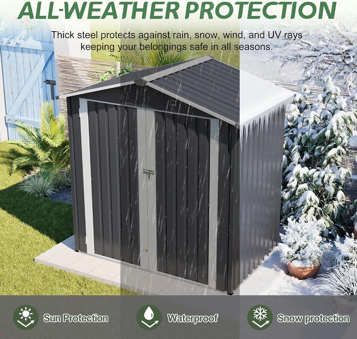 Outdoor Storage Shed 6 X 4ft Metal Utility Tool Sheds with Floor Frame, Steel Garden Shed for Backyard Patio Lawn