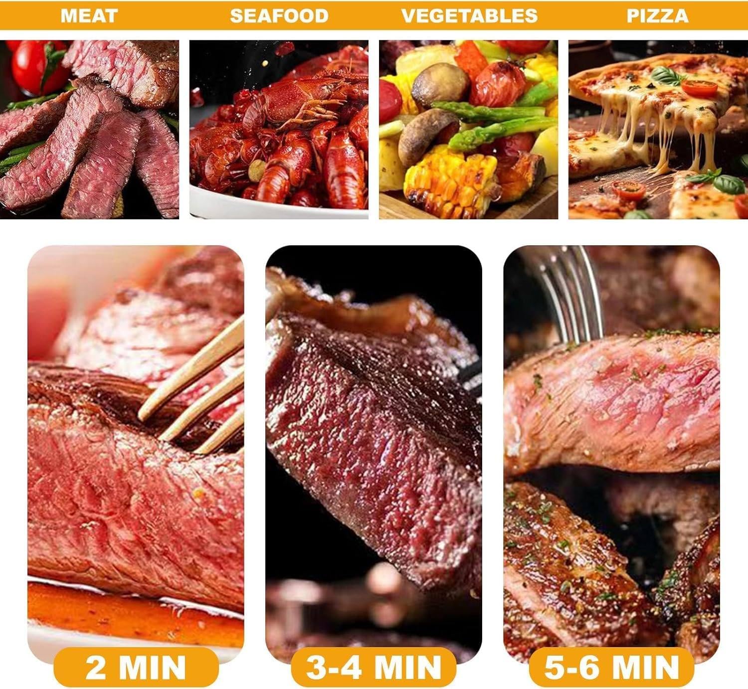 1700W Electric Steak Grill Indoor,10 Layers Automatic Steak Broiler Steak Smoker Grill with 2 Plates, 5min Warm-Up,PTC Heating,800℃ Adjustable Tempe & 10Min Timer,for Beef Chicken Vegetables