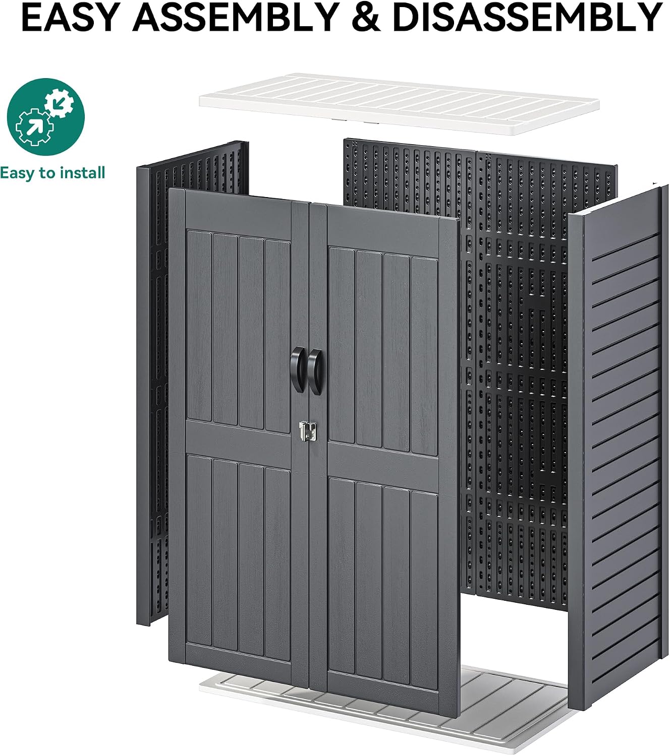 YITAHOME 59 cuft Vertical Outdoor Storage Shed w/o Shelf, 5.6 x 2.3 ft Lockable Resin Waterproof Tall Storage Cabinet, Suitable for Patio Furniture, Pool Accessories, and Garden Tools, Dark Gray