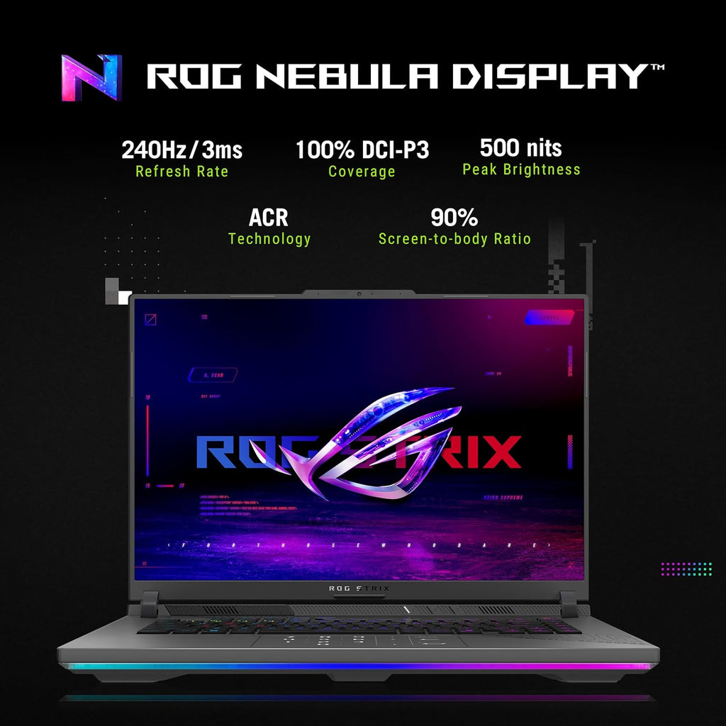 ASUS ROG Strix G16 (2025) Gaming Laptop, 16' ROG Nebula 16:10 2.5K 240Hz/3ms, NVIDIA® GeForce RTX™ 5070 Ti, AMD Ryzen™ 9 9955HX Processor, 32GB DDR5-5600, 1TB PCIe Gen 4 SSD, Wi-Fi 6E, Win 11 Home