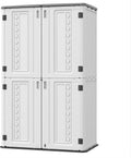 Mrosaa Vertical Resin Storage Shed, 52 Cubic Feet Outdoor Storage Cabinet Waterproof for Garden/Backyard/Home/Pool, Customized Shelves & Lockable(Off White)