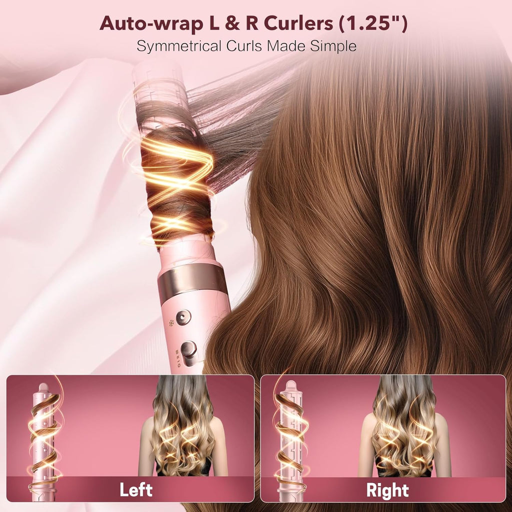 StyleVibe 6-in-1 Air Styler, Dual Voltage Hair Dryer & Blow Dryer Brush with Travel Case - Auto Wrap Curls (L/R), Fast Drying, Thermal Brush for Blowouts & Frizz-Free Volume, No Heat Damage