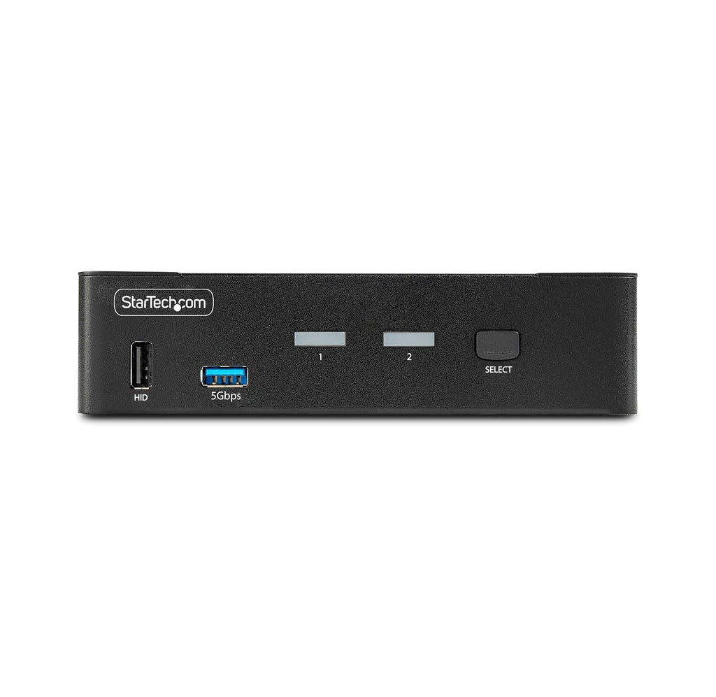 StarTech.com 2-Port DisplayPort KVM Switch, 8K 60Hz / 4K 144Hz, Single Display, DP 1.4, 2X USB 3.0 Ports, 4X USB 2.0 HID Ports, Push-Button & Hotkey Switching, TAA Compliant (D86A2-2-PORT-8K-KVM)