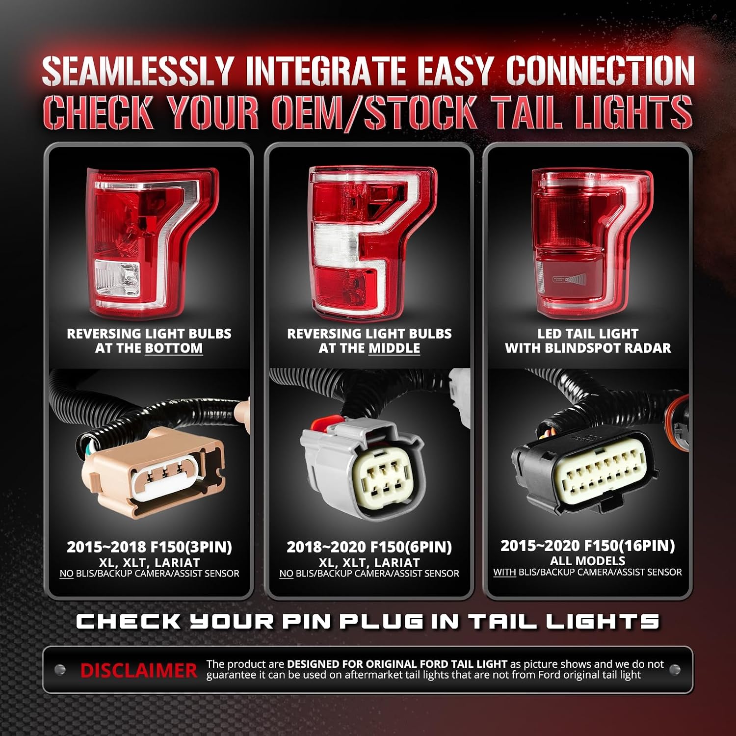 OPT7 Dynamic Taillight for F150 2015-2018 w/o Blind Spot Monitor – Redline 60' Aluminum Rigid 1-Piece Triple Row LED Truck Tailgate Light Bar w/Sequential Red Turn + Plug'n'Play Harness